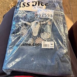 Miss Me Denim with Floral Embroidery